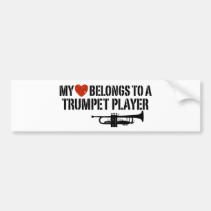 Autocollant De Voiture Mon lecteur de trompette de coeur