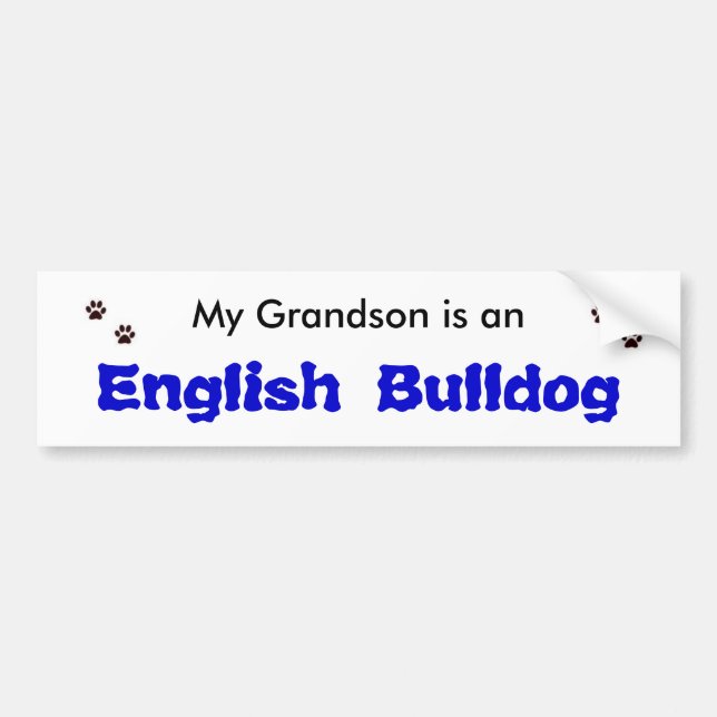 Autocollant De Voiture Mon petit-fils est un bouledogue anglais (Devant)
