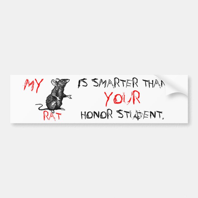 Autocollant De Voiture mon RAT est plus futé que votre étudiant d'honneur (Devant)