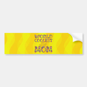 Autocollant De Voiture Monde Coolest Maman ondes jaunes