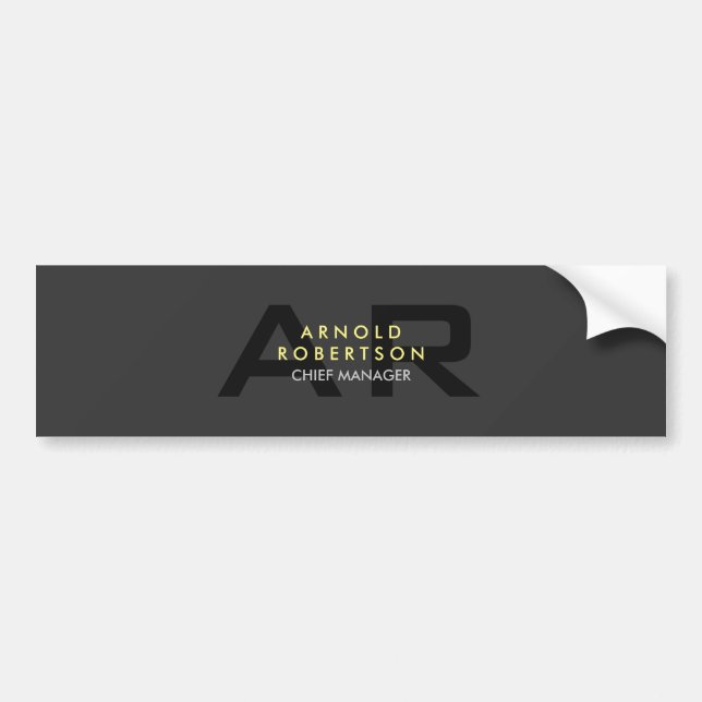 Autocollant De Voiture Monogramme moderne Gris clair affaires tendance (Devant)