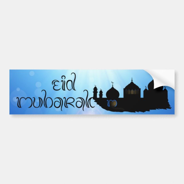 Autocollant De Voiture Mosquée de l'Aïd Moubarak avec typographie (Devant)
