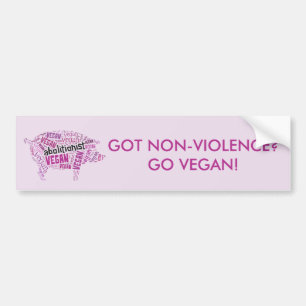Autocollant De Voiture Mot-Nuage végétalien de "abolitionniste" - porc