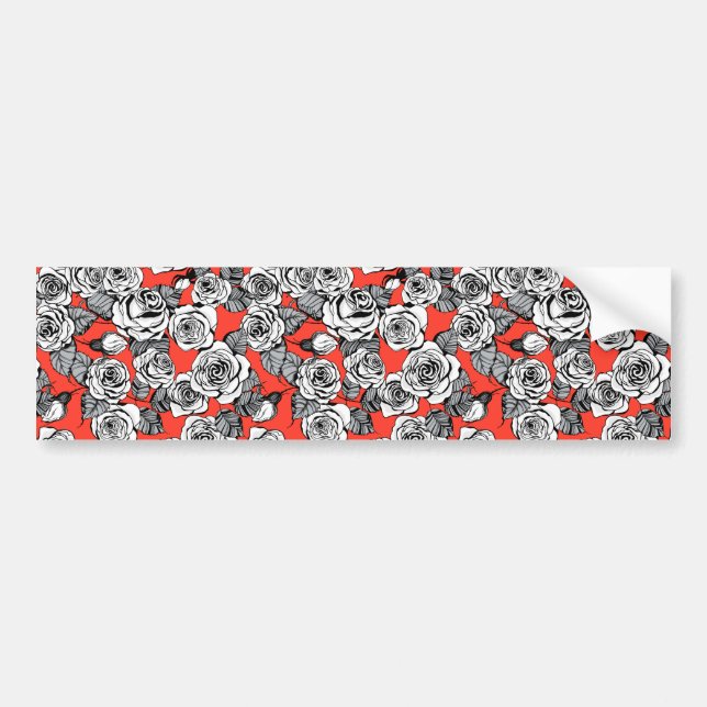 Autocollant De Voiture Motif blanc roses (Devant)