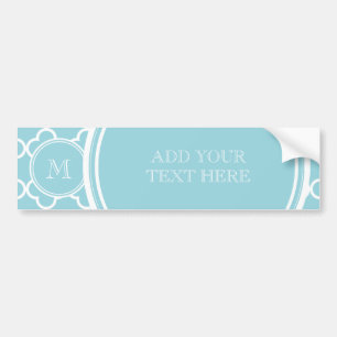 Autocollant De Voiture Motif bleu de Quatrefoil, votre monogramme