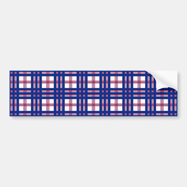 Autocollant De Voiture Motif Mod Plaid Rouge Blanc Bleu (Devant)