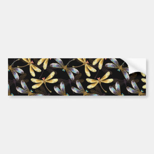 Autocollant De Voiture Motif sans couture avec libellules d'or