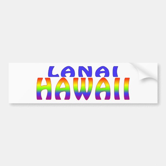 Autocollant De Voiture Mots d'arc-en-ciel de Lanai Hawaï (Devant)