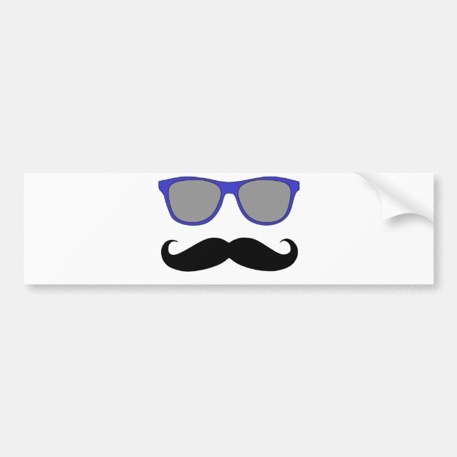 Autocollant De Voiture Moustache et humeur bleue de lunettes de soleil (Devant)