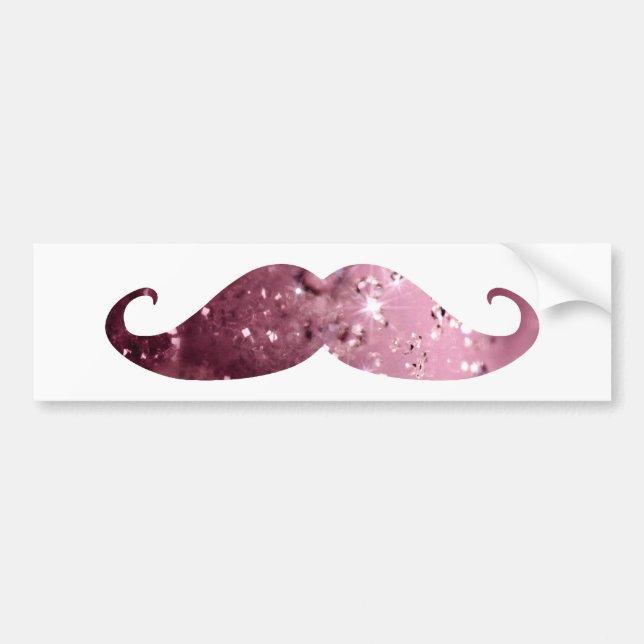 Autocollant De Voiture Moustache rose drôle de Bling (Devant)
