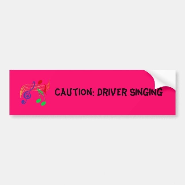 Autocollant De Voiture MusicalNotes, précaution : Chant de conducteur (Devant)