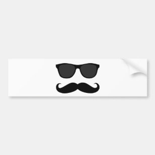 Autocollant De Voiture Mustache noire et lunettes de soleil Cadeau Humour