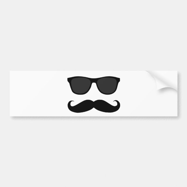 Autocollant De Voiture Mustache noire et lunettes de soleil Cadeau Humour (Devant)