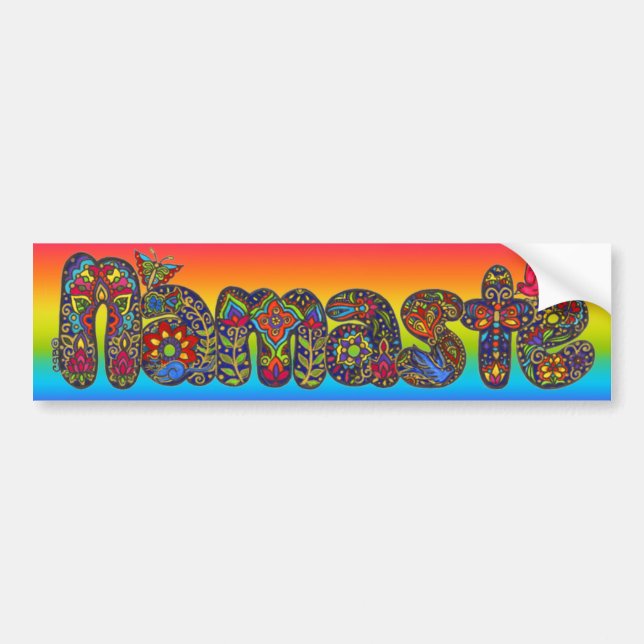 Autocollant De Voiture Namaste Bumpersticker par ArtHarmonyCreations (Devant)
