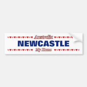Autocollant De Voiture NEWCASTLE - Ma maison - Australie; Coeurs rouges e
