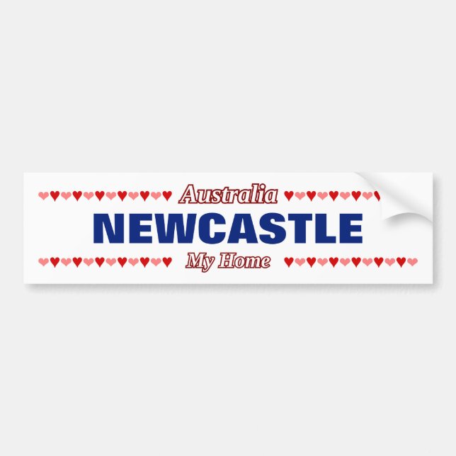 Autocollant De Voiture NEWCASTLE - My Home - Australie; Coeurs rouges et  (Devant)