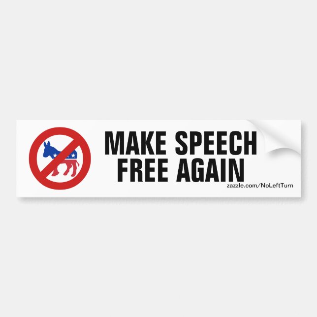 Autocollant De Voiture No Democrats - Rendre la liberté d'expression (Devant)