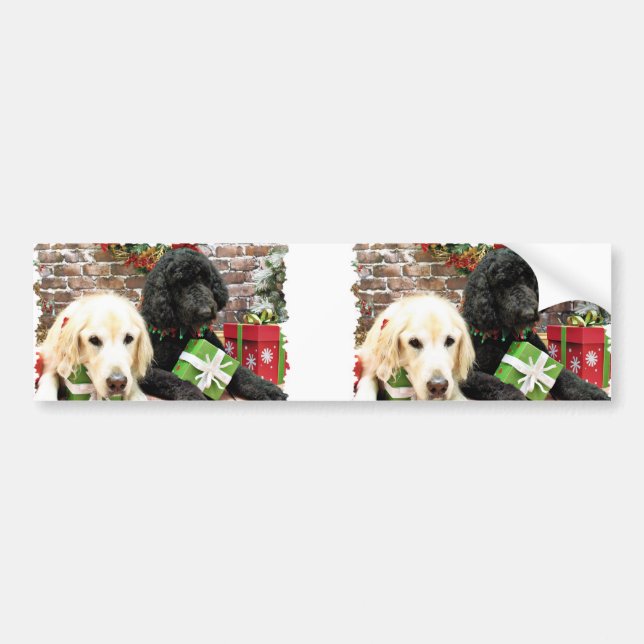 Autocollant De Voiture Noël - LabraDoodle Miller - golden retriever (Devant)