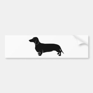 Autocollant De Voiture Noir sur le basset allemand blanc