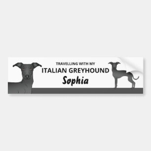 Autocollant De Voiture Noir - Voyager avec mon chien gris italien