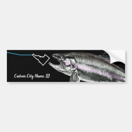 AUTOCOLLANT DE VOITURE NOM DE LA VILLE PERSONNALISÉE STEELHEAD ICI PÊCHE 