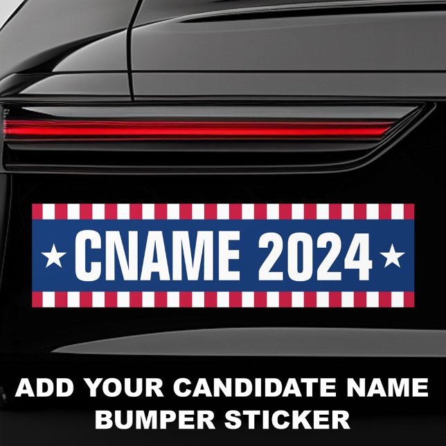 Autocollant De Voiture Nom du candidat année d'élection frontière rayée (Candidate name year election striped border bumper sticker)