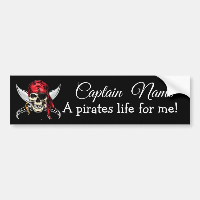 Autocollant De Voiture Nom du capitaine Pirate Legend Black (Devant)