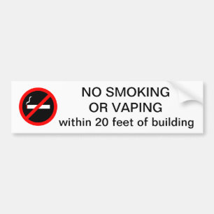 Autocollant De Voiture NON-FUMEURS OU VAPING à moins de 20 pieds de