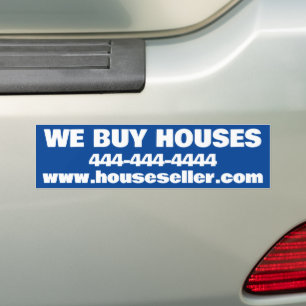 AUTOCOLLANT DE VOITURE NOUS ACHETONS DES MAISONS BUMPER STICKER
