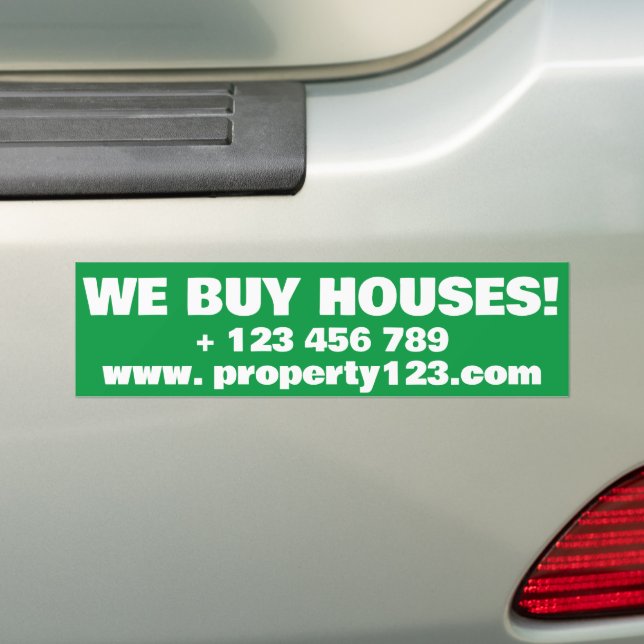 AUTOCOLLANT DE VOITURE NOUS ACHETONS MAISONS PROPRIÉTÉ VENTE BUMPER STICK (En voiture)