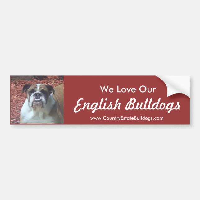 Autocollant De Voiture Nous aimons nos bouledogues anglais (Devant)