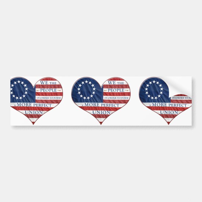 Autocollant De Voiture Nous Le Peuple Le Coeur Du Drapeau Américain (Devant)