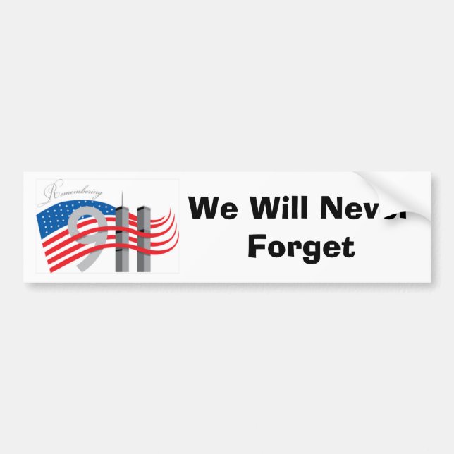 Autocollant De Voiture Nous n'oublierons jamais le symbole 9-11 (Devant)