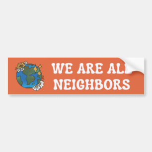 Autocollant De Voiture Nous Sommes Tous Voisins Orange Bumper Sticker