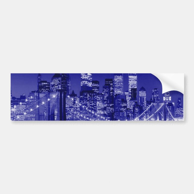 Autocollant De Voiture Nuit bleue à New York (Devant)