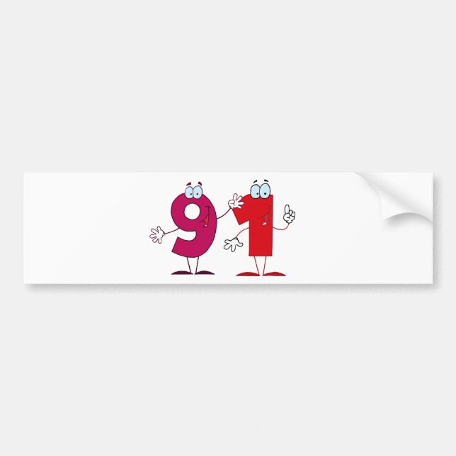 Autocollant De Voiture Numéro heureux 91 (Devant)