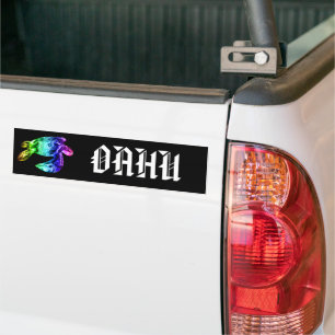 Autocollant De Voiture OAHU - Arc-en-ciel tribal Honu