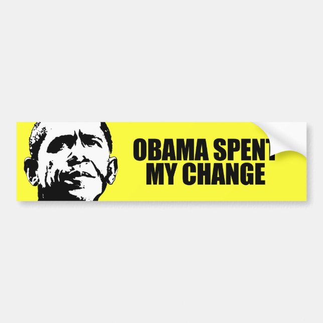 AUTOCOLLANT DE VOITURE OBAMA A DÉPENSÉ MON CHANGEMENT (Devant)