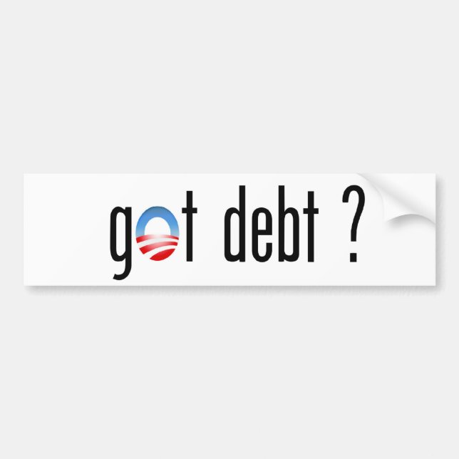 Autocollant De Voiture Obama a obtenu la dette ? (Devant)