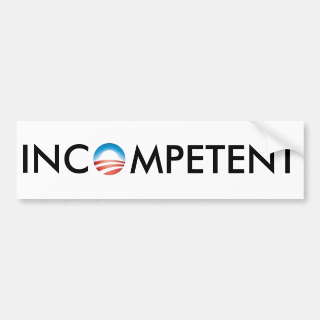 Autocollant De Voiture Obama est incompétent (Devant)