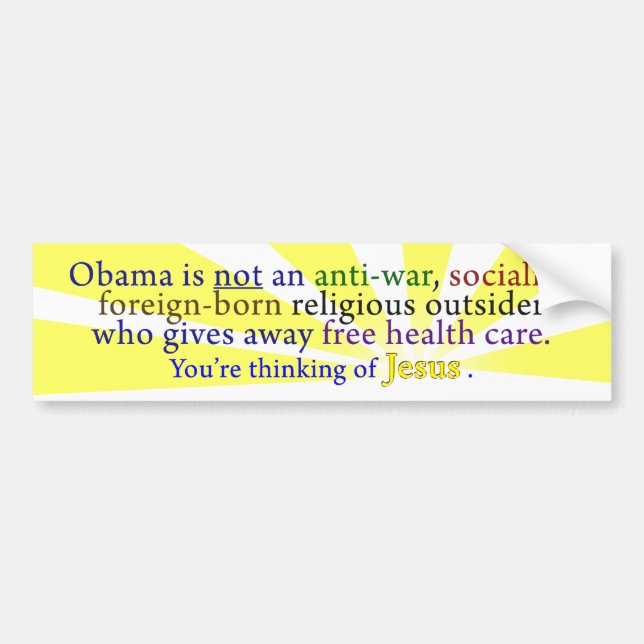 Autocollant De Voiture Obama et Jésus (Devant)