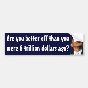 Autocollant De Voiture Obama - il y a 6 trillion de dollars