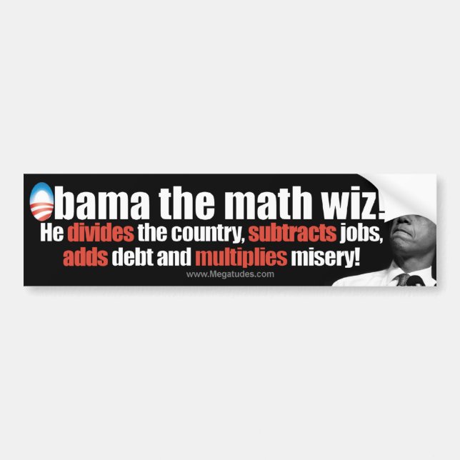 Autocollant De Voiture Obama les as de maths - anti Obama 2012 (Devant)