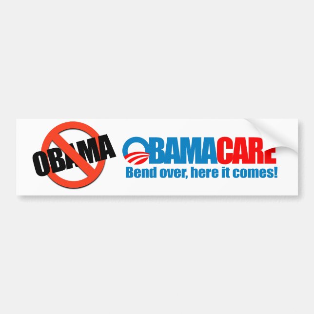 Autocollant De Voiture Obamacare - courbure ici elle vient (Devant)