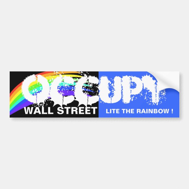 AUTOCOLLANT DE VOITURE OCCUPY WALL STREET LITE LA PLANCHE ! (Devant)