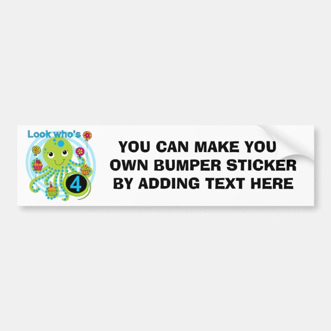 Autocollant De Voiture Octopus 4e anniversaire T-shirts et cadeaux (Devant)