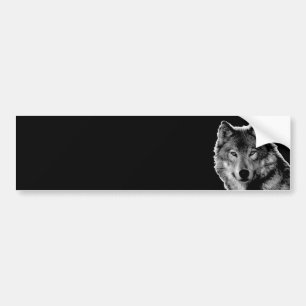 Autocollant De Voiture Œuvre d'art Loup Noir & Blanc
