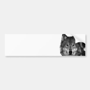Autocollant De Voiture Oeuvre de Loup noir et blanc