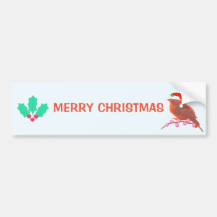 Autocollant De Voiture Oiseau de Noël sur fond bleu clair