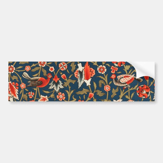Autocollant De Voiture Oiseau et fleurs Perse Motif bleu rouge (Devant)